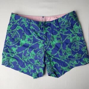 Palm Beach Preppy Lilly Pulitzer Shorts Blue Green Elephant Print 2 Country Club